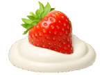 Croissant Crown Strawberry Cream icon - strawberry in a dollop of cream.